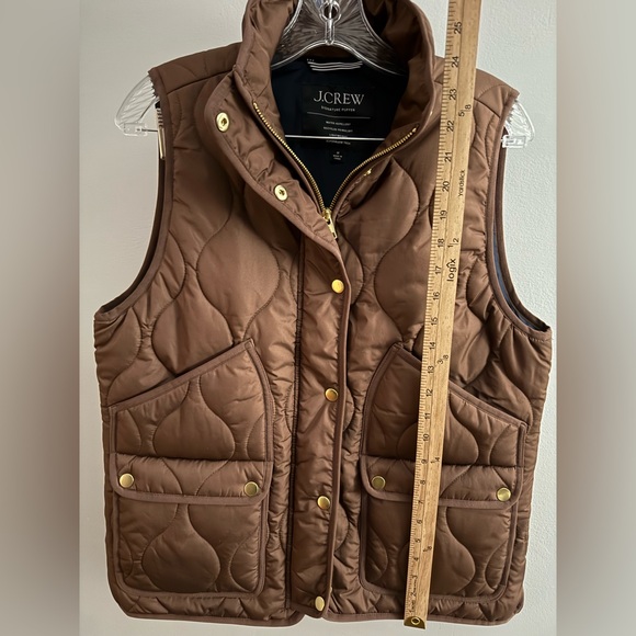 J.Crew Signature Puffer Vest Chocolate with Gold Accents - Picture 6 of 7